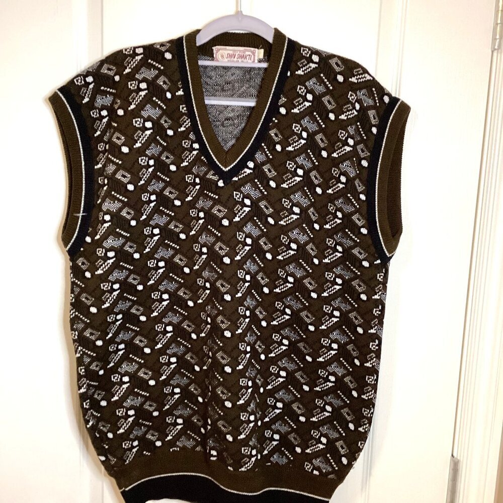 Vintage Woollen Mills Men's Knit Sweater Vest 100% Pure Shiv Shakti Size L